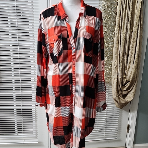 White Mark Dresses & Skirts - White Mark Red and Black Striped Shirt Dress